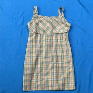 Girls Yellow Green Pink Plaid Sundress